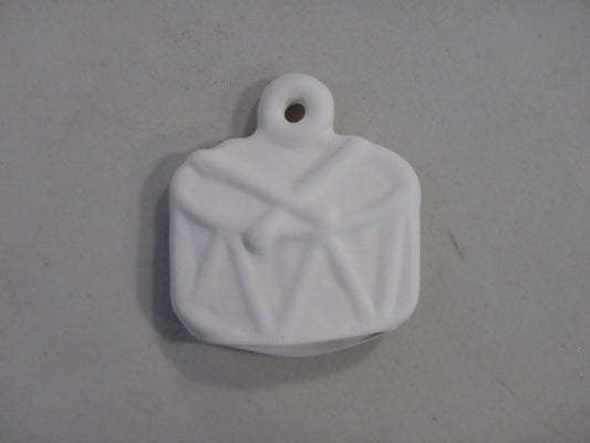 Flat Vintage Drum with Drumsticks Holiday Ornament ~