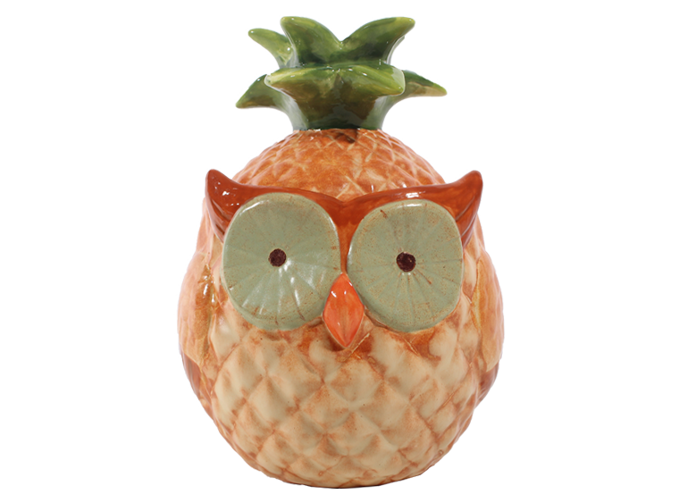 Ananas-Eulen- oder Pineowly-Box mit Deckel ~ 5,25 Zoll Durchmesser x 7,25 Zoll Höhe
