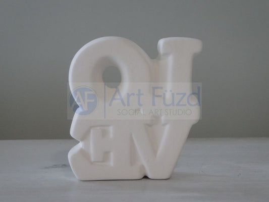 Square Stacked LOVE Word Plaque ~ 4.25 x 3.75 x 1.5