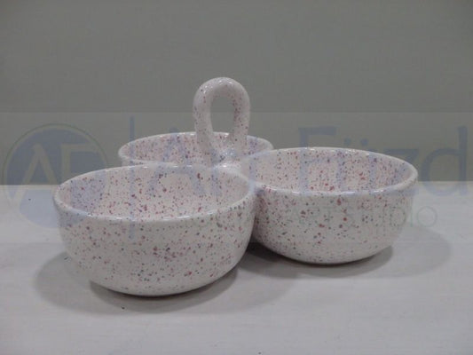 Tri-Sectional Dip or Salsa Server (12 oz.) ~ 9.25 x 9.25 x 4.25