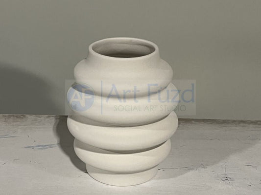 Large Art Deco Curvy Layered Vase (34 oz.) ~ 5.5 in. dia. x 7.75 in. high