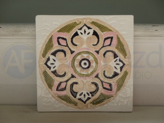 Lotus Mandala Tile or Wall Plaque ~ 6 x 6