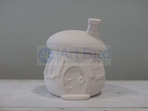 Mushroom House Jar or Container with Lid ~ 7 x 8.5
