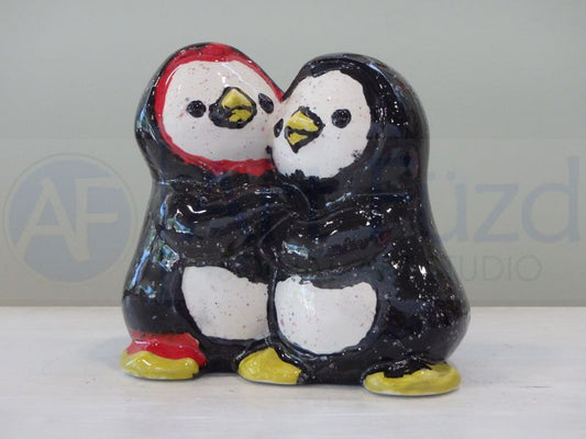 Hugging Penguins Figurine ~ 6.5 x 6.25