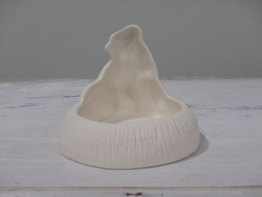 Espantapájaros redondo con la parte trasera abierta, votivo, ~ 4 x 4,25 x 3,5