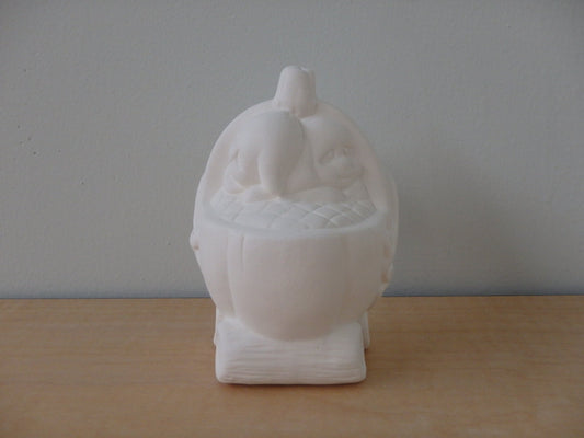 Pequeño cochecito de bebé de calabaza con dos bebés fantasmas ~ 3 x 2,5 x 3,5