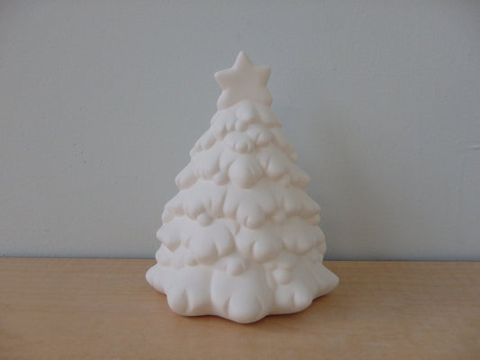 Small Star-Topped Christmas Tree with Big Smiley Face ~ 4 x 4 x 4.75