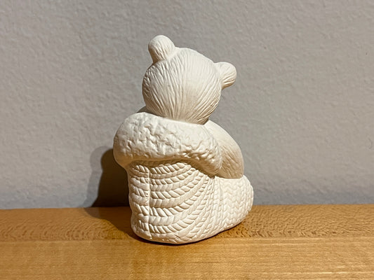 Small Teddy Bear with Big Bow in Large Crocheted Sock ~ 2 x 1.5 x 2.75