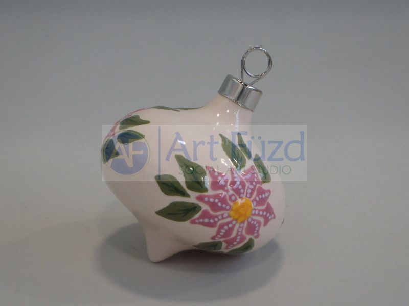 Poinsettia Curvy Retro Holiday Ornament (4 Colors) ~ 3 x 3