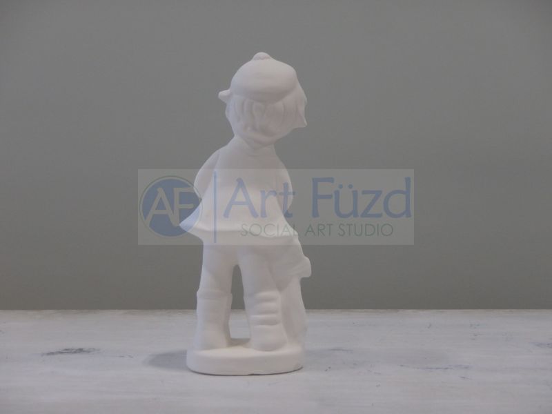 Small Boy wearing Beanie Hat and Carrying Bunny in Basket ~ 2.5 x 6.5