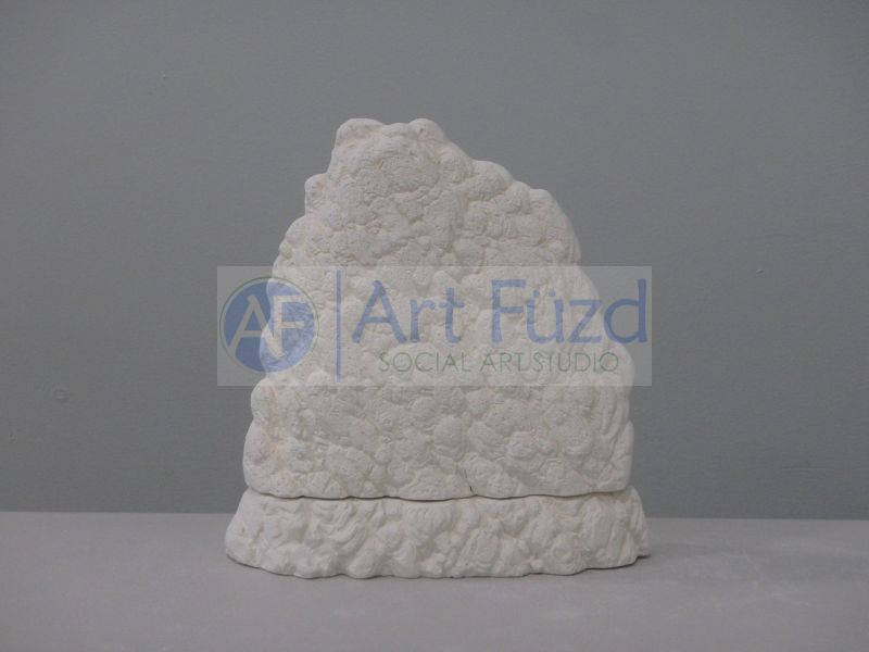 Mittelgroße, ausgehöhlte Steinlaterne mit amerikanischer Flagge und passendem Sockel ~ 7,5 x 2,75 x 8,25