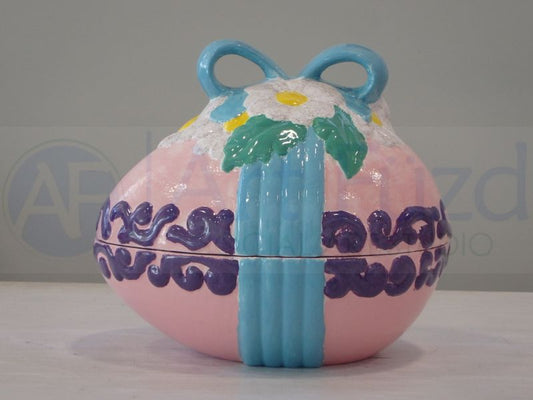 Large Decorative Egg Box with Ribbon ~ 6.5 x 6