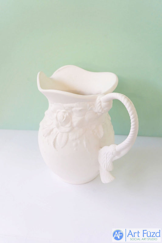 Großer, eleganter Rosenwasserkrug mit Seildetail ~ 10,5 x 6 x 9