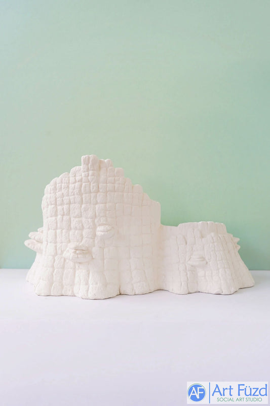 Großer doppelter Baumstumpf mit Pilzen, Pflanzgefäß oder Behälter, 3 x 8,75 x 8