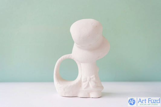 Girl in Hat Bonnet Napkin Ring Holder ~ 3.25 x 2.25 x 3.75