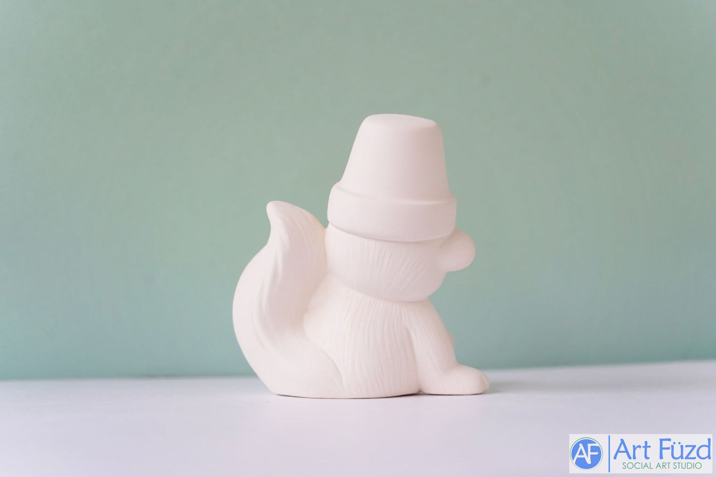 Happy Sitting Cat or Squirrel with Flower Pot Hat ~ 4.25 x 2.75 x 4.25