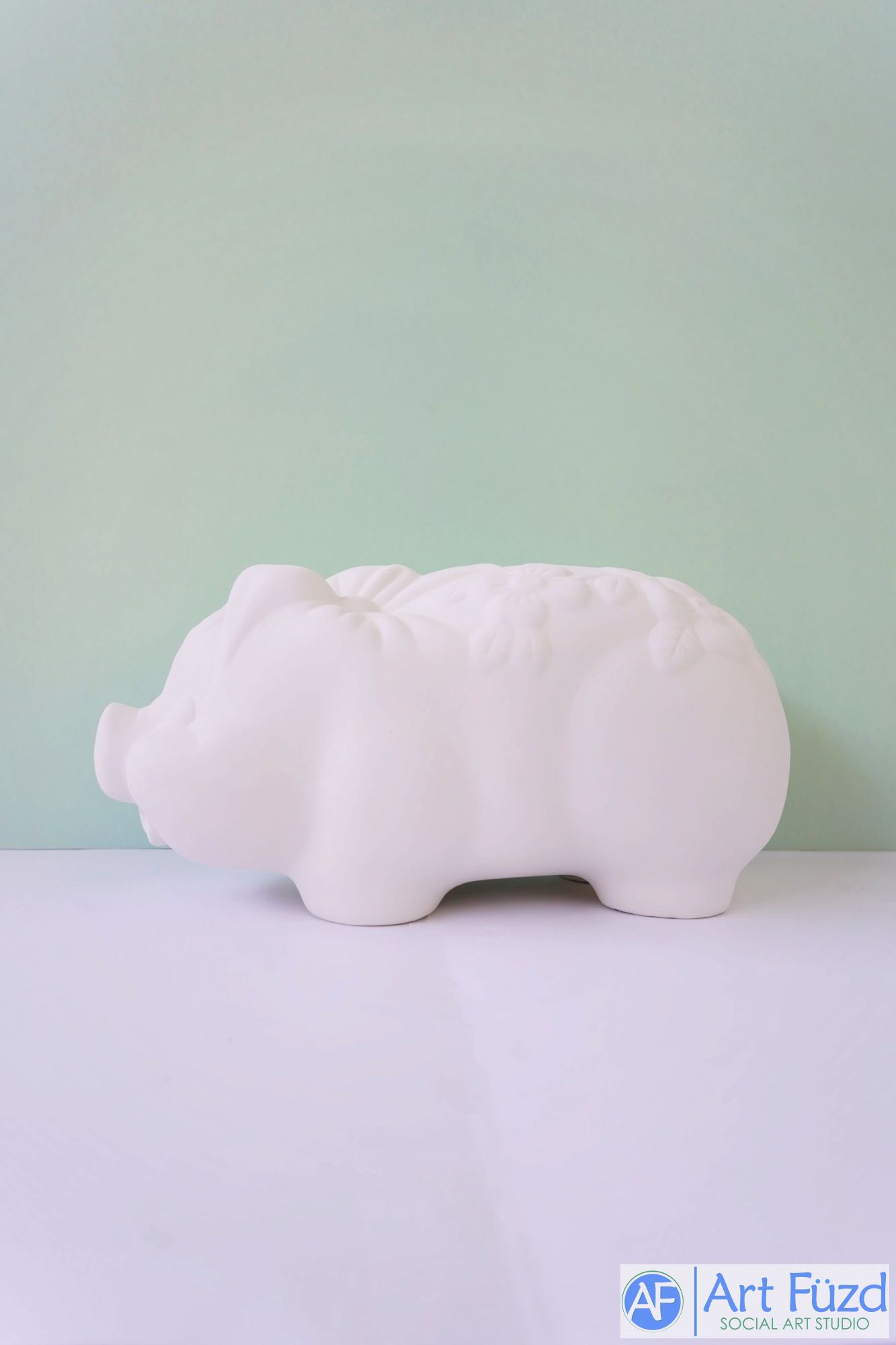 Cerdo muy grande y bonito con flores en la espalda ~ 13,75 x 7,25 x 6,5