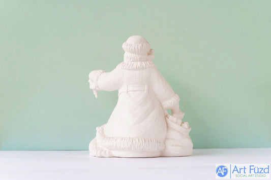 *Mittelgroßer Vintage-Weihnachtsmann mit Katze und Vogelhausfigur ~ 7 x 4,5 x 7,5