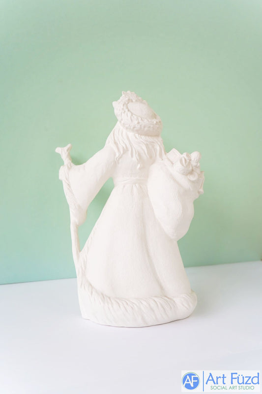 *Große Vintage-Weihnachtsmannfigur mit Laterne und großem Korb ~ 11 x 7,25 x 14