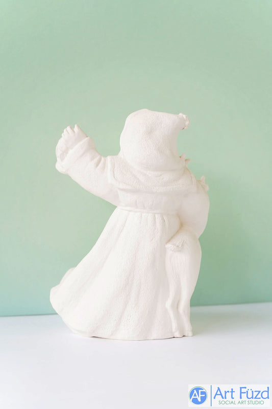 *Papá Noel vintage mediano con barba grande y figura de reno grande ~ 6,5 x 5,75 x 8,5