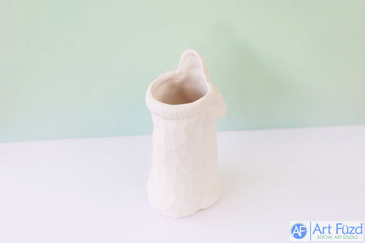 *Jarrón o jardinera vintage mediano de Papá Noel con textura xilográfica ~ 3,5 x 4,25 x 7,5