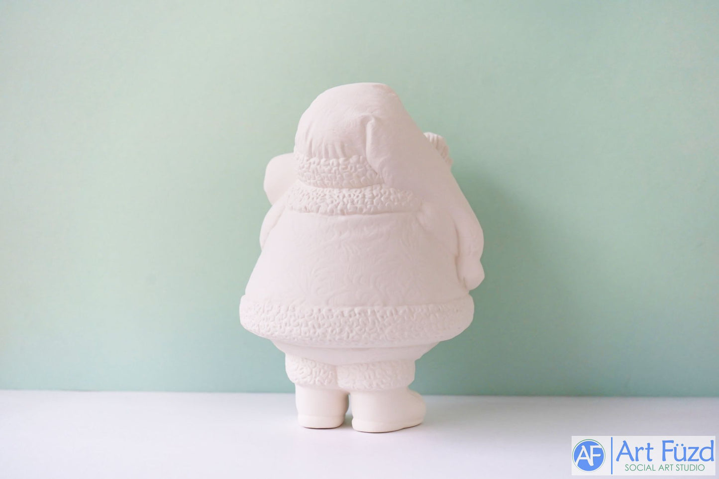 *Standing Fat Santa with Large Feather And Long Scroll ~ 6 x 5.25 x 8