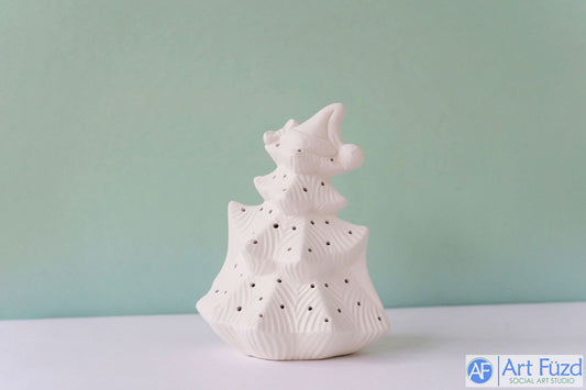 Medium Cat Face Tree Lantern holding a Banner ~ 5 x 4.25 x 6