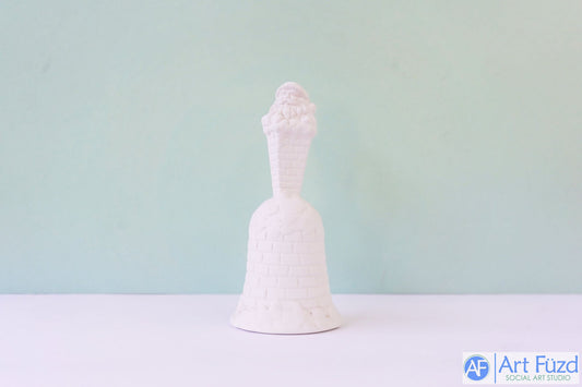 Campana navideña con Papá Noel saliendo de la chimenea ~ 2,75 x 2,75 x 5