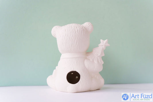 Teddy Bear with Light Up Christmas Tree, includes Light Kit ~ 5.75 x 4.75 x 5.75