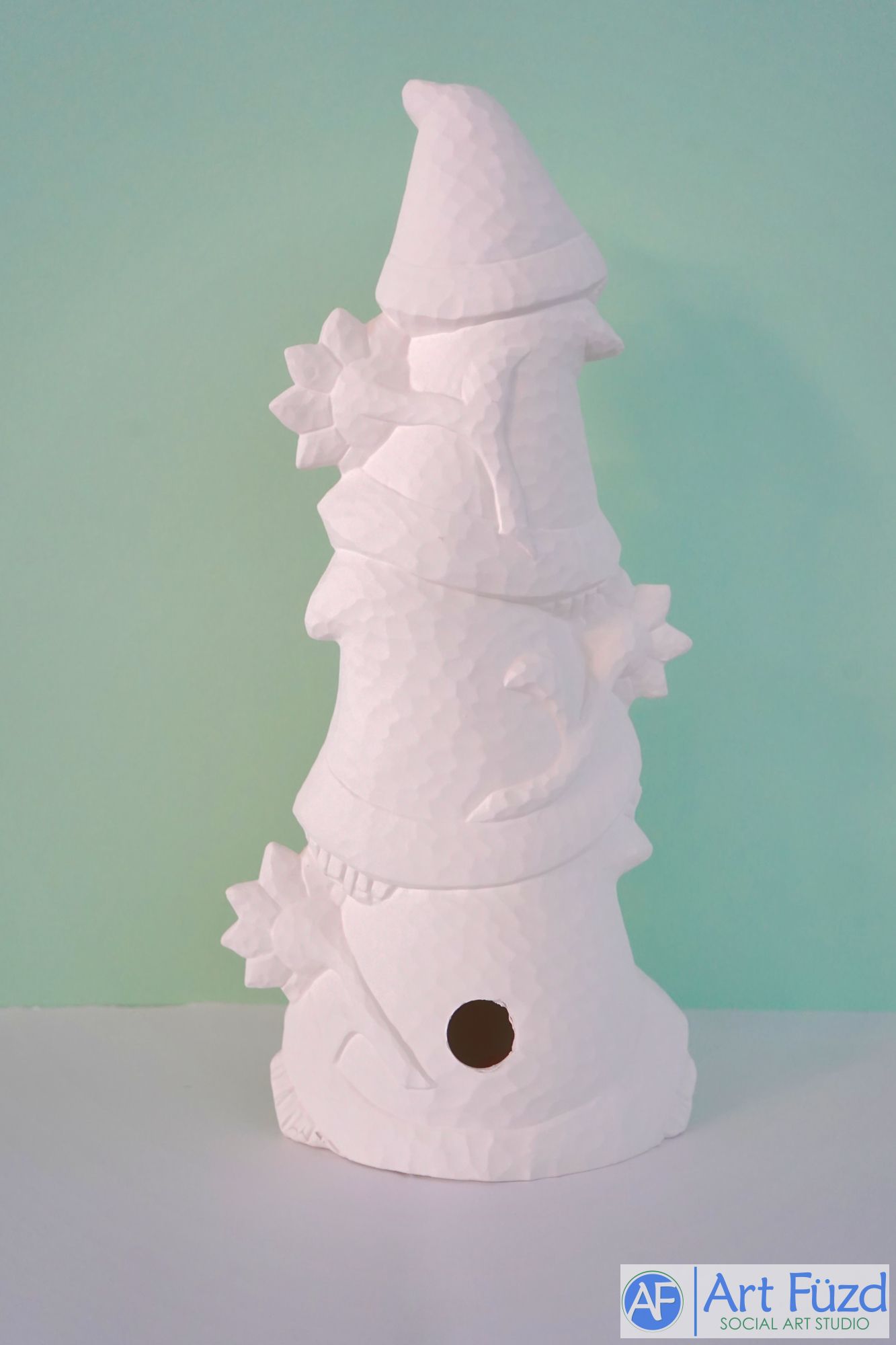 *Große vier gestapelte Vogelscheuchenköpfe mit Sternen und Blumen ~ 8 x 4,75 x 17