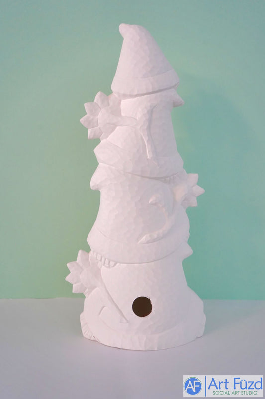 *Große vier gestapelte Vogelscheuchenköpfe mit Sternen und Blumen ~ 8 x 4,75 x 17