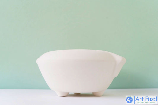 Large Round Three Footed Cauldron Bowl with Holed Handles ~ 8.5 x 7.5 x 3.75