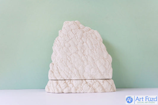 Medium Carved Out Stone Lantern with Flying Eagle Inside and Matching Base ~ 8 x 3.25 x 8.25