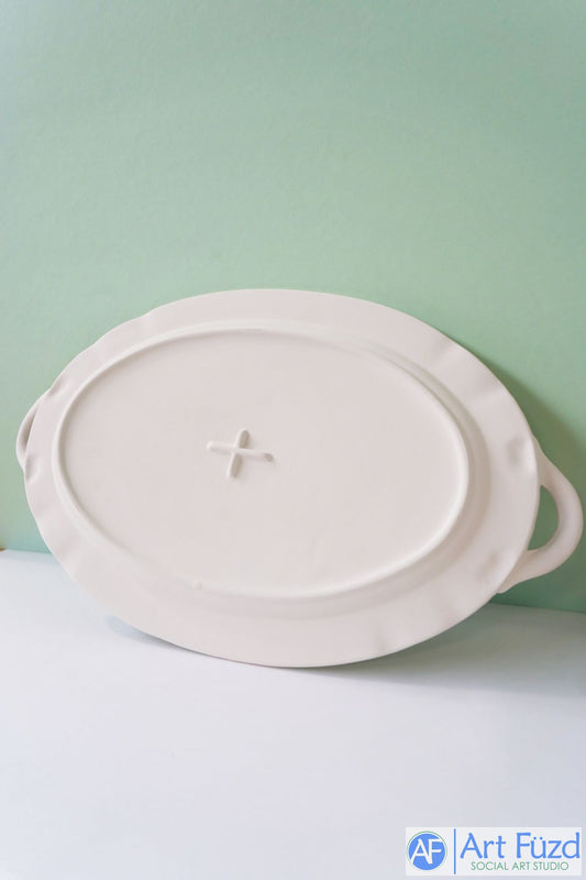 Bandeja ovalada grande "Thankful" con asas decorativas (45 x 28 x 1,8 cm)