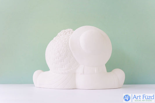 Figura grande de osos abrazados de San Valentín sosteniendo un corazón ~ 10 x 4,5 x 6,5