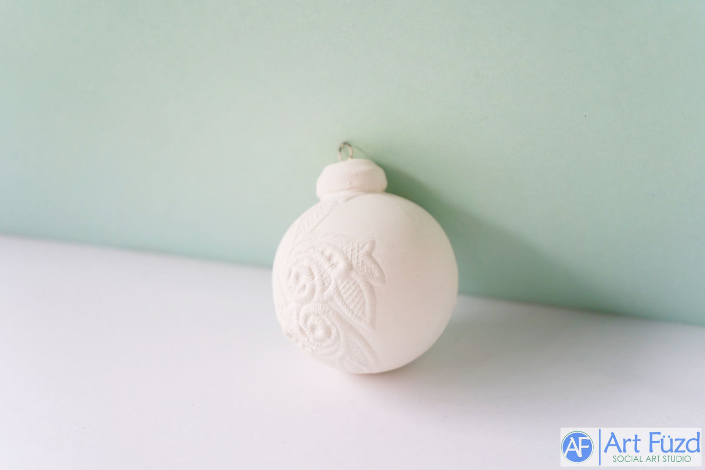 Ball Ornament with Raised Flowers Holiday Ornament with Hook ~ 2 x 2 x 2.5