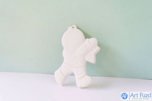 Flat Gingerbread Boy with Star Holiday Ornament ~ 2.75 x 3.75