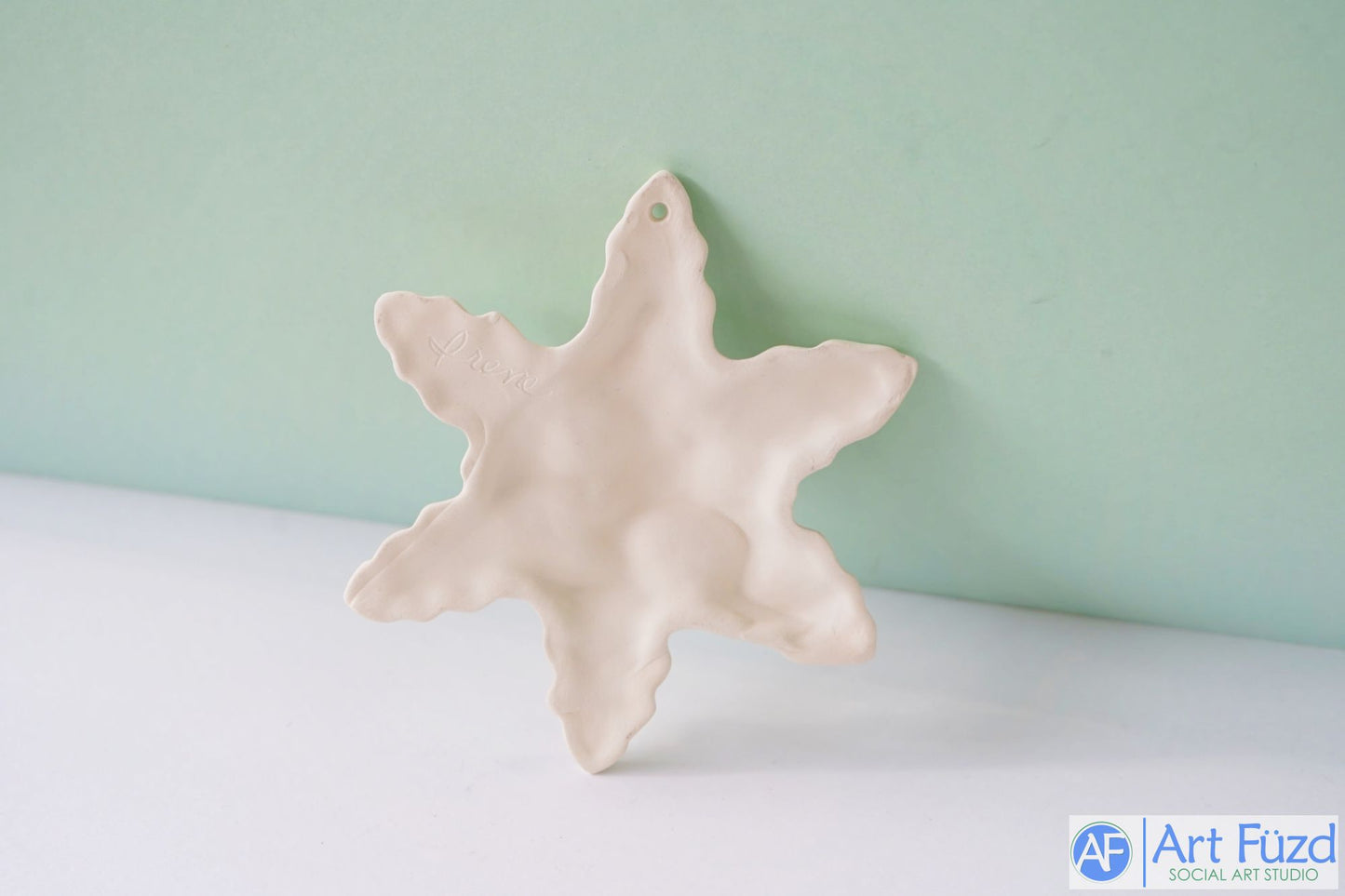 Large Flat Goofy Snowflake Holiday Star Ornament with Hole ~ 5 x 5 x 1