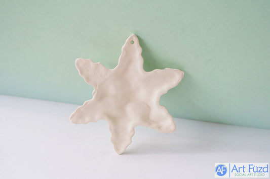 Large Flat Goofy Snowflake Holiday Star Ornament with Hole ~ 5 x 5 x 1