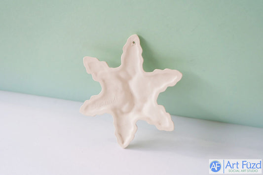 Large Flat Pluto Snowflake Holiday Star Ornament with Hole ~ 5 x 5 x 1