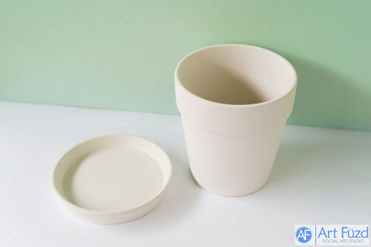 Medium Traditional Flower Pot with Tray ~ 5.25 x 5.25 x 5.5