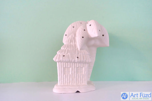 Large Tiki Hut Light-Up Figurine, includes Light Kit with Bulbs ~ 8 x 8 x 10