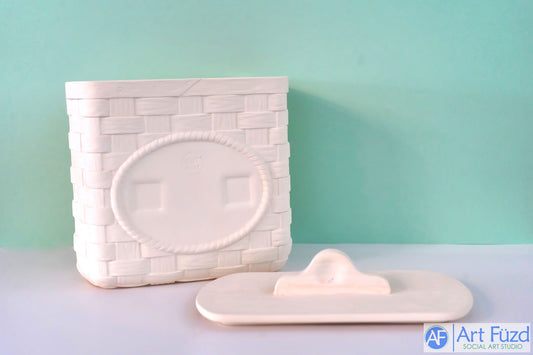 Großer geflochtener Picknickkorb mit Griff oben ~ 10 x 6,25 x 10