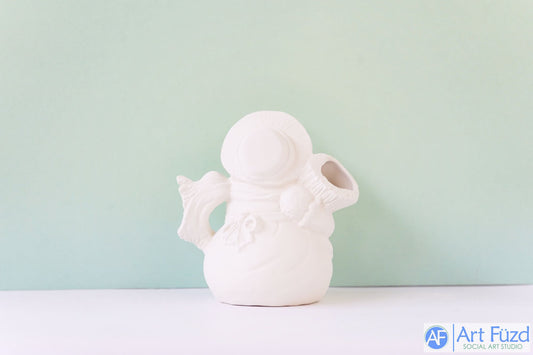 Small Snow Woman with Broom and Flowy Scarf ~ 4.75 x 3.5 x 5