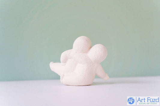 Dos bebés de nieve acurrucados juntos ~ 3 x 3 x 3