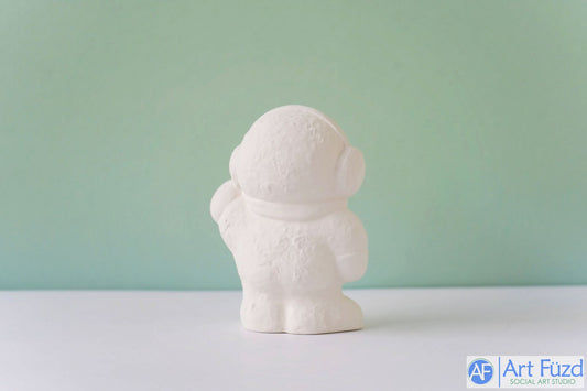 Snowman Wearing Ear Muffs and Scarf Waving ~ 4 x 3 x 5