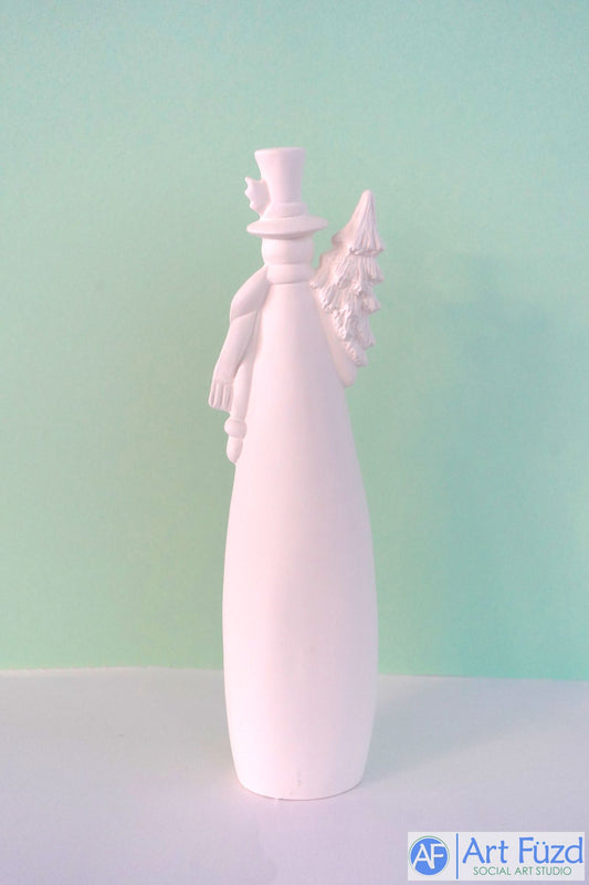 Tall Snowman holding Christmas Tree with Quote "May Your Days Be Merry and Bright" ~ 4 x 3.25 x 14