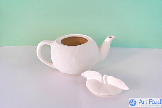 Teekanne und Deckel in Apfelform mit Blättern ~ 10 x 5,5 x 4,5