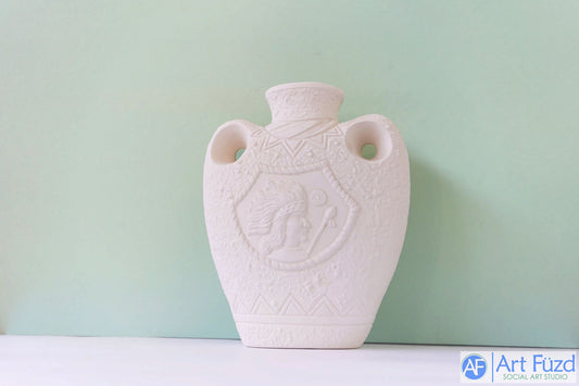 Large Dual Sided Open Handled Vase with Native American Chief ~ 7.5 x 4.5 x 8.75