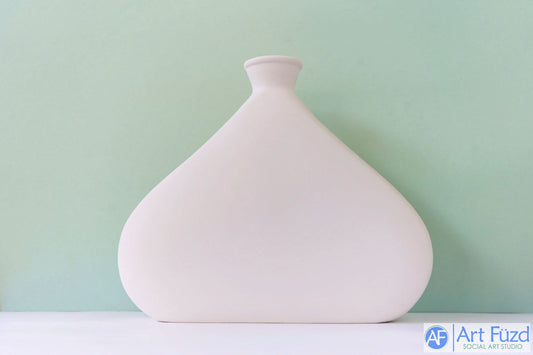 Large Triangular Vase with Wolf Head ~ 10.75 x 3.5 x 9